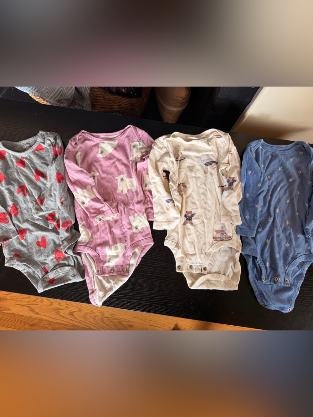 Carter's Long Sleeve Baby Bodysuit Bundle - Gray, Pink, Cream, Blue